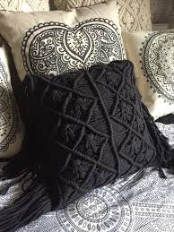 Bohemian macrame wall hanging diy pinterest pin covers. Black Macrame Boho Cushion Cover 40cm Boho Cushions Black Macrame Macrame Boho