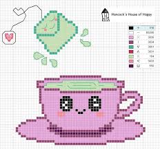 Free Kawaii Tea Party Cross Stitch Chart Kawaii Cross Stitch Cute Cross Stitch Cross Stitch