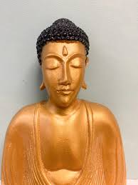 Gold Buddha Statue Resin Meditation Sitting Ornament Figurine Fair Trade  Buddhism Buddhist 22cm