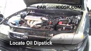 This morning i did the dip stick check and there appears to be no oil at all. Check Oil Level 1998 2002 Toyota Corolla 1999 Toyota Corolla Ce 1 8l 4 Cyl