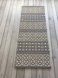Washable Cotton Runner Rug Gray And White Floor Rug Scandinavian Modern Rag Rug Swedish Kitchen Rug Nursery Carpet Hand Woven Small Rug Contemporary Kitchen Rugs Scandinavian Rug Kitchen Rugs Washable