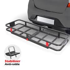 When not in use, the driver can fold it up. Urhomepro Hitch Mount Cargo Basket Folding Cargo Carrier Luggage Basket Heavy Duty Trailer Hitch Cargo Carrier Hitch Mount Cargo Basket 500 Lb Capacity Fits 2 Receiver 60 Lx20 Wx6 H Q10826 Walmart Com Walmart Com