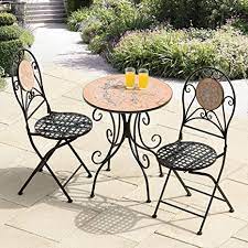 Some popular product styles within patio dining sets are modern, transitional and farmhouse. Suntime Mosaic Tiles Cast Iron Bistro Set Black Metal Garden Furniture Set 2 Seater Bistro Set Outdoor Patio Table And Chair Set Amazon De Garden