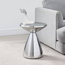 Silhouette Pedestal Drink Table West Elm Silver Side Table Side Table White Side Tables