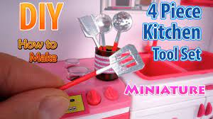 Diy Miniature Kitchen Tool Set Dollhouse No Polymer Clay Youtube Miniature Kitchen Kitchen Tool Set Miniatures
