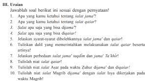 Soal dan kunci jawaban pas ppkn smp kelas 9 kurikulum 2013 tahun. Jawaban Esai Pai Kelas 7 Halaman 155 Bab 10 Salat Jamak Dan Qasar Bastechinfo