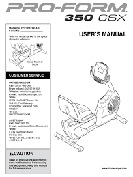 Serial number decal user's manual sears, roebuck and co., hoffman estates, il 60179 caution read all. Pro Form 350 Csx User Manual Pdf Download Manualslib