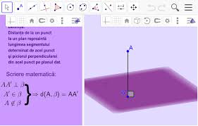 Dar acum avem sa calculam distanta de la un punct la un plan: Distanta Geogebra