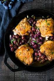 Rosemary Chicken With Roasted Grapes And Shallots Feasting At Home Recipe Rosemary Chicken Thighs Delicious Healthy Recipes Rosemary Chicken