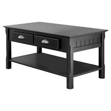 Black kacey 3 piece coffee table set. Timer Coffee Table Drawers And Shelf Black Winsome Target