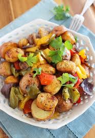 Roasted Chicken Sausage Peppers And Potatoes Recipe Stuffed Peppers Chicken Sausage Recipes Chicken Sausage