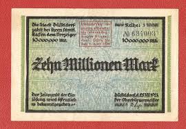 Germany Dusseldorf 10 Millionen Mark Mk 1923 Gultig 1924 Banknote Notgeld Bank Notes Dusseldorf Paper Money