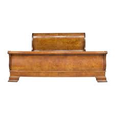 Bleached wood and ebony exterior with brass accents, circa 1960s. 60 Off Henredon Furniture Henredon Furniture King Sleigh Bed Beds