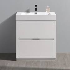 The white integrated acrylic sink gives it a total clean modern look. Fresca Fcb8430wh I Valencia 30 Inch Glossy White Free Standing Modern Bathroom Vanity With Sink