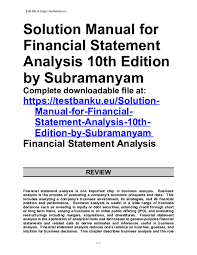 doc solution manual for financial statement analysis 10th edition by subramanyam review 2xt607 2vqrql academia edu cash flow in sinhala