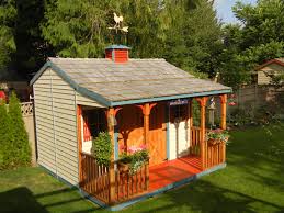 Lofted cabin with premium porch Garden Shed With Covered Porch Backyard Shed Living Space Cedarshed Canada