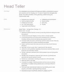head teller resume example banking