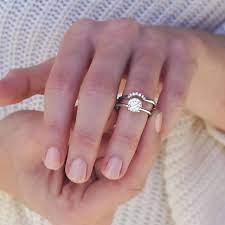 18k White Gold Crescent Diamond Ring In 2021 Morganite Engagement Ring Rose Gold Titanium Wedding Rings Rose Gold Oval Engagement Ring