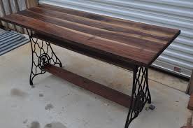 Walnut Table With Singer Sewing Machine Legs Sewingmachine Handmadetable Singer Sewing Tables Sewing Table Repurpose Sewing Table