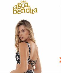 Agua Bendita Black Flowers Nightfall Bruna Large Bikini Top Size 12 L