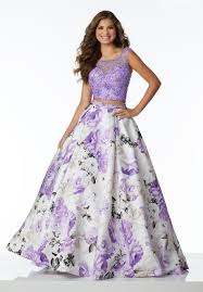 Floral Printed Two Piece Ballgown Featuring A Delicately Beaded Bodice And Full A Line Skirt Prom Dresses Long Prom Dresses Short Printed Prom Dresses