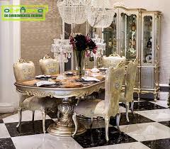 Oe Fashion Luxury Solid Wood Carving Oval Wood 6 Seaters Dining Table Wood Dining Room Furniture Classic Dining Room Furniture Luxury Dining Chair