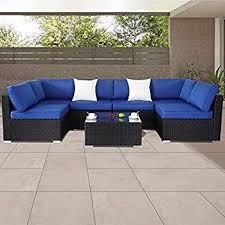 Amazon Com U Max 7 Pcs Outdoor Patio Garden Furniture Pe Rattan Wicker Sofa Sectional With Patio Sofa Set Rattan Garden Furniture Outdoor Sectional Furniture