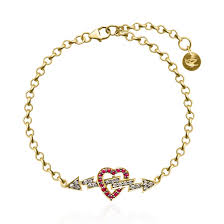 Ruby Heart and Diamond Lightning Bolt Bracelet