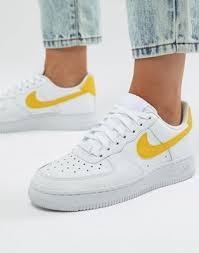 Nike Air Force 1 Trainers In White And Yellow Nike Air Force Nike Air Force Ones Nike Air