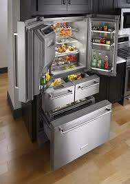 Kitchenaid 25 8 Cu Ft 5 Door French Door Refrigerator Stainless Steel Krmf706ess Best Buy Outdoor Kitchen Appliances Kitchen Renovation Kitchen Design
