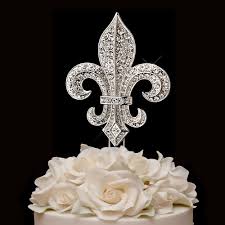 Fleur De Lis Rhinestone Cake Topper Rhinestone Wedding Cake Wedding Cake Tops Fleur De Lis Wedding