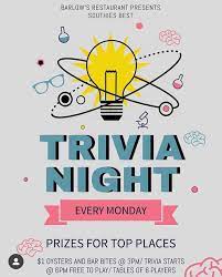 Trivia nation questions are challenging, but we have over 100 shows, so finding the one near you. Monday Night Trivia At Barlows 11 25 19