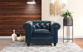 4.3 out of 5 stars 357. Buy Classic Chesterfield Scroll Arm Tufted Leather Accent Chair Blue Online In India 775247846