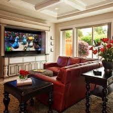 Adding a red sofa to your living room is a trendy way to add color and style to the room. Red Leather Couch Design Ideas Pictures Remodel And Decor Red Couch Living Room Red Leather Couch Living Room Leather Couches Living Room