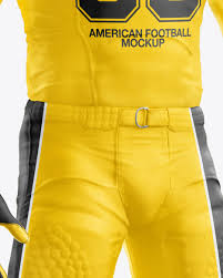 Download American Football Kit Mockup With Mannequin Half Side View In Apparel Mockups On Yellow Images Object Mockups