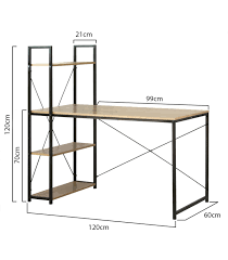 Style industriel avec son alliance bois métal, ce meuble s'intègre également dans une déco maison de campagne. Bureau Industriel De 120 Cm 3 Etageres Calicosy
