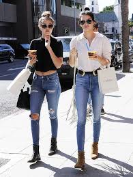 Black Boots With Blue Jeans Womens The Skinny Jeans Kendall Jenner And Gigi Hadid Wear To Go Shopping Fashion Hadid Style Street Style