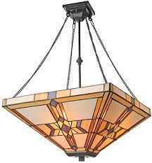 Shop our best selection of craftsman & mission style outdoor hanging lights to reflect your style and inspire your home. Litfad Led Pendant Light 20 Wide Mission Style Tiffany Stained Glass Inverted Hanging Light 3 Lights Ceiling Hanging Light For Living Room Restaurant Bedroom Hotel 110v 120v Amazon Com