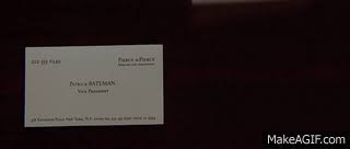 For the last 13 years, it seems no one realized that the word acquisitions is misspelled on not one, but three business cards. American Psycho Business Card Scene Hd 720p On Make A Gif