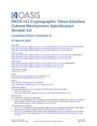 PKCS 11 Cryptographic Token Interface Current Mechanisms Specification  Version 3.0
