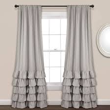 Amazon Com Lush Decor Allison Ruffle Curtains Window Panel Drapes Set For Living Dining Room Bedroom Pair 84 L Light Gray Home Kitchen