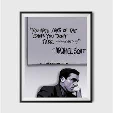 The most difficult thing is the decision to act, the rest is merely tenacity. Michael Scott Wayne Gretzky Quote Poster 11x17 Walmart Com Walmart Com