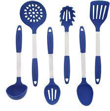 Kitchen utensils set silicone fatboy bmx. Amazon Com Blue Kitchen Utensil Set Stainless Steel Silicone Heat Resistant Professional Cooking Tools Spatula Mixing Slotted Spoon Ladle Pasta Fork Server Drainer Bonus Ebook Home Kitchen