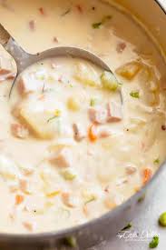 In a large casserole or baking dish, spread mixture evenly and sprinkle remaining cheese over top. Creamy Ham Potato Soup Cafe Delites