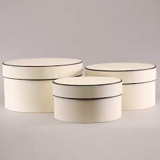 Hat Boxes Cream Black Round Sets Of 3 Wholesale Dutch Flowers Uk
