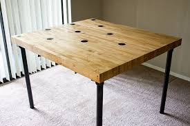 Bowling alley workbench top help. Diy Reclaimed Bowling Alley Table Built With Pipe Fittings Simplified Building