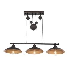 Westinghouse Iron Hill 3 Light Oil Rubbed Bronze Island Pulley Pendant 6332500 The Home Depot