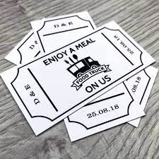 50 Personalised Wedding Food Truck Tickets White Coupons Etsy Food Truck Wedding Food Vouchers Food Truck