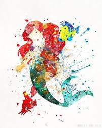 Ariel Sebastian And Flounder The Little Mermaid Print Disney Little Mermaids Watercolor Disney Disney Wallpaper