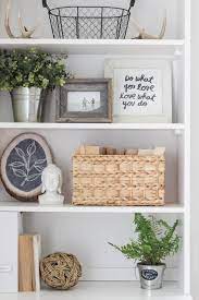 5 Simple Tips For Decorating Shelves Organised Pretty Home Decorating Shelves Bookshelf Decor Home Office Decor